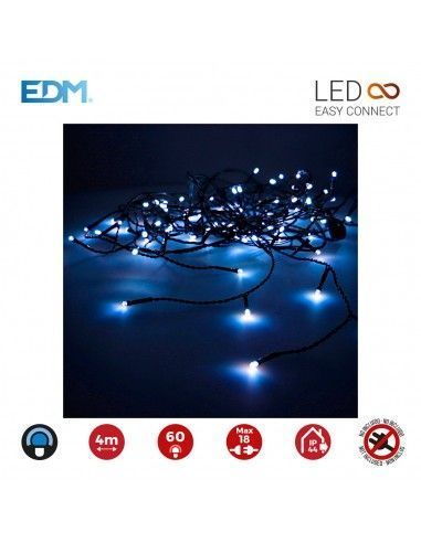 Guirnalda luminosa easy-connect 4mts 60 leds azul 30v (ip44 interio-exterior) edm total 1,08w