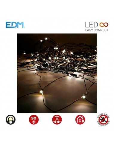Cortina red easy-connect 2x1,5mts 90 leds blanco calido 30v (interior-exterior) edm total 1,62w