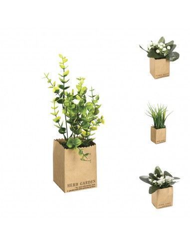 Planta decorativa con maceta papel 7x6,5x21cm modelos surtidos